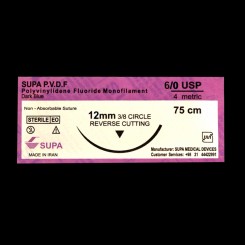 نخ جراحی 75cm,3,8 - 12.6.0 PVDF - ریورس کات - سوپا